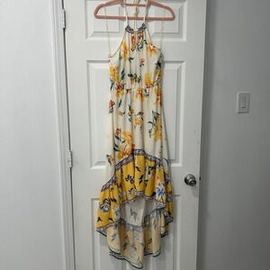 Flying Tomato‎ Floral Maxi Dress Halter Neck Yellow Summer Boho Womens Small